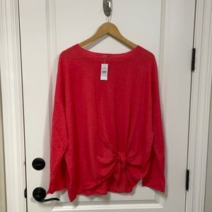 Coral Tie-Front Casual Sweater XL New With Tags